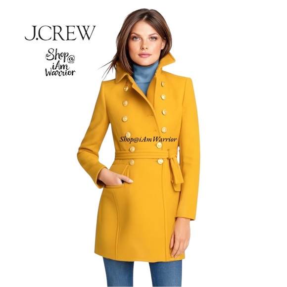 J.Crew goldenrod double breasted double cloth wool belted coat *shop@iamwarrior - Picture 3 of 15